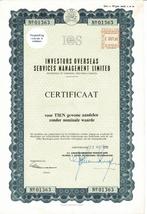 IOS - Investors Overseas Services Management ltd -A'dam 1970, 1970 tot heden, Certificaat van aandeel, Verzenden