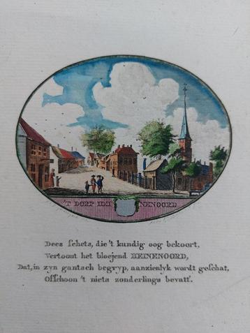 16 / Heinenoord Binnenmaas Gravure 18e eeuw van Ollefen beschikbaar voor biedingen
