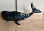 Decoratieve metalen blauwe walvis met opdruk, Ophalen of Verzenden, Zo goed als nieuw