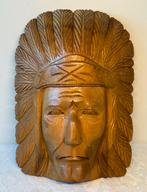 Houten hoofd Indiaan, Ophalen of Verzenden