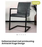 Eetkamer stoel met armleuning antraciet kuge design, Huis en Inrichting, Ophalen, Zo goed als nieuw, Grijs, Eén