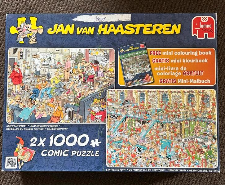 Jan van Haasteren Puzzel 2x1000 stukjes, Hobby en Vrije tijd, Denksport en Puzzels, Zo goed als nieuw, Legpuzzel, 500 t/m 1500 stukjes