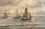 “Bomschuiten op zee”, Jacobus Willem Gruijter (1856-1908), Antiek en Kunst, Kunst | Schilderijen | Klassiek, Ophalen of Verzenden
