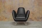 ZGANieuw! fraaie zwarte leren Topform Pinto design fauteuil!