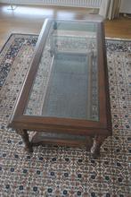 Salontafel, hout, geslepen glas, webbing, klassiek, 50 tot 100 cm, Minder dan 50 cm, Eikenhout, 100 tot 150 cm