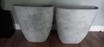 2 grote plantenpotten ovaal betonlook, Gebruikt, Binnen, Ophalen of Verzenden, Minder dan 25 cm
