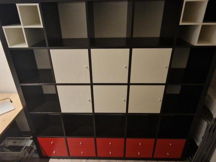 ikea Kallax met inzetten, Huis en Inrichting, Kasten | Boekenkasten, Gebruikt, 150 tot 200 cm, 150 tot 200 cm, 25 tot 50 cm, Met lade(s)