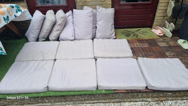 Set van 7 loungekussens voor tuinset, Tuin en Terras, Tuinsets en Loungesets, Gebruikt, Loungeset, Overige materialen, 7 zitplaatsen