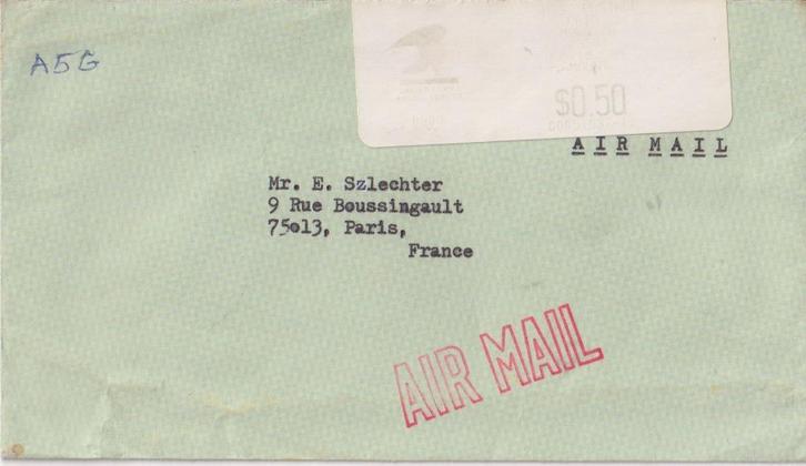 Amerika VS M107 Renault Boyer Machinestempel Frankrijk, Postzegels en Munten, Brieven en Enveloppen | Buitenland, Envelop, Ophalen of Verzenden