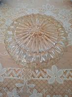 Vintage kristallen plafonnière plafondlamp goudachtig, Ophalen of Verzenden, Zo goed als nieuw, Glas of Kopje