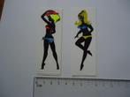 sticker oud Bikini pinup strip 2 x retro jaren 70 seventies, Verzenden, Zo goed als nieuw, Bedrijf of Vereniging
