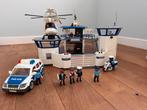 Playmobil politie set, incl helikopter, auto en motor., Ophalen, Gebruikt
