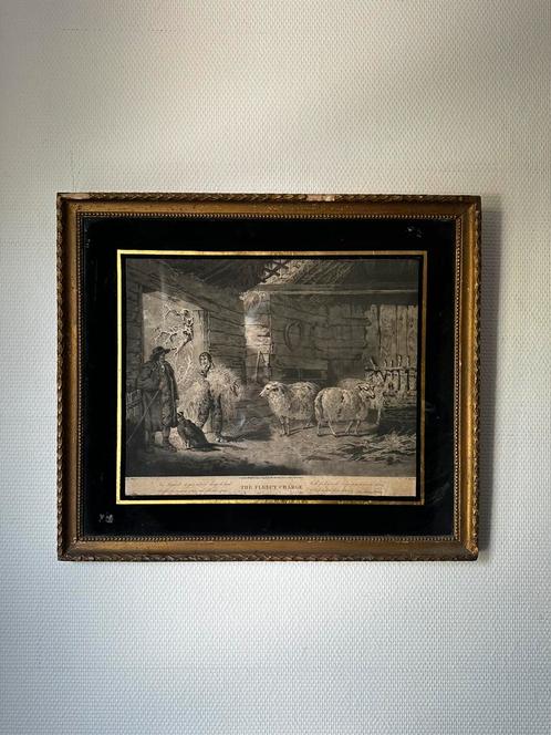 Antieke gravure – “The Fleecy Charge” – 1786, Antiek en Kunst, Kunst | Etsen en Gravures, Ophalen of Verzenden