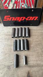 11 stuks Snap On lange krachtdoppen, Auto diversen, Ophalen of Verzenden, Gebruikt