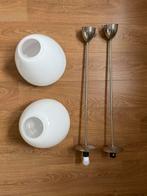 Art Deco Schoollamp - Opaalglas & RVS, Huis en Inrichting, Lampen | Hanglampen, Ophalen, Glas, Zo goed als nieuw, Minder dan 50 cm