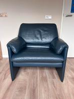 Leolux Bora Bèta fauteuil in blauw leder, Huis en Inrichting, Ophalen, Zo goed als nieuw, 75 tot 100 cm, Nederlands 80's design