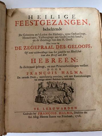 Halma - Heilige Feestgezangen 1718 beschikbaar voor biedingen