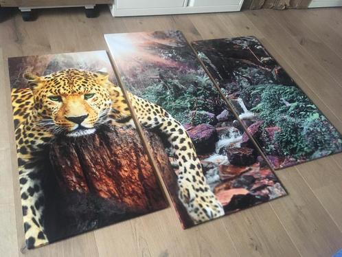 🧡 Natuur Luipaard Waterval 3 luik schilderij 120x100cm 🧡, Huis en Inrichting, Woonaccessoires | Schilderijen, Tekeningen en Foto's