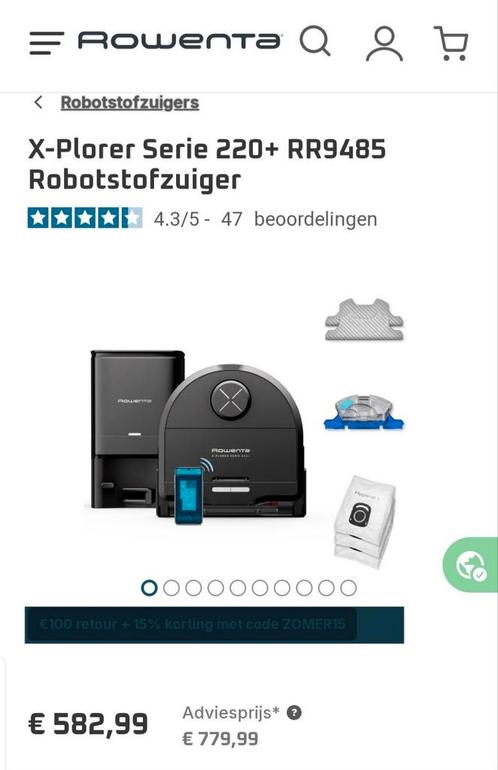ROWENTA Robotstofzuiger Serie 220+ RR9485, Witgoed en Apparatuur, Stofzuigers, Nieuw, Robotstofzuiger, Minder dan 1200 watt, Ophalen of Verzenden