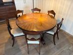 Antieke Eettafel met 6 Stoelen, Huis en Inrichting, Tafels | Eettafels, Ophalen, Gebruikt, 100 tot 150 cm, Rond
