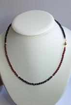 14k AU 585 granaat + zwart onyx ketting collier 45cm, Sieraden, Tassen en Uiterlijk, Kettingen, Nieuw, Ophalen of Verzenden, Met edelsteen