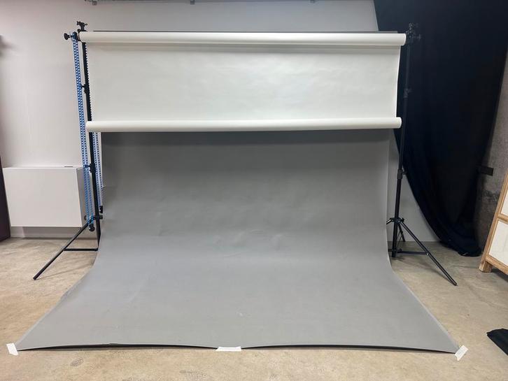 Achtergrondsysteem Falcon Eyes voor fotografie incl. rollen, Audio, Tv en Foto, Fotografie | Fotostudio en Toebehoren, Gebruikt