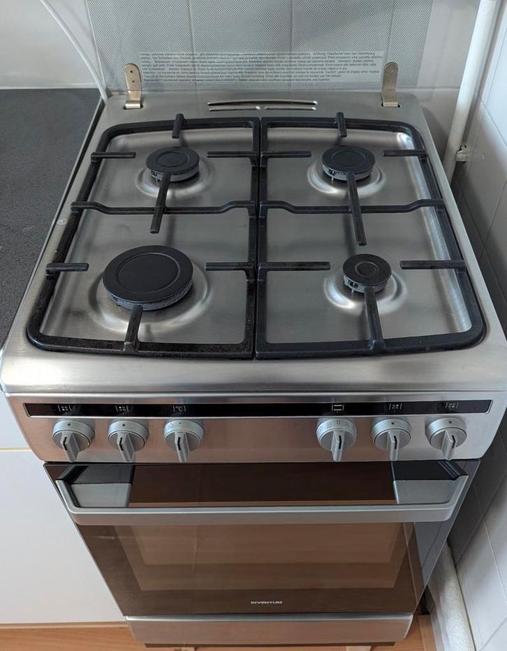 Inventum Gasfornuis 50cm breed, Witgoed en Apparatuur, Fornuizen, Zo goed als nieuw, Vrijstaand, Gas, 4 kookzones, 45 tot 60 cm