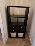 Ikea Kallax vakkenkast zwart met lades, Huis en Inrichting, Ophalen, 100 tot 150 cm, Zo goed als nieuw, Minder dan 100 cm