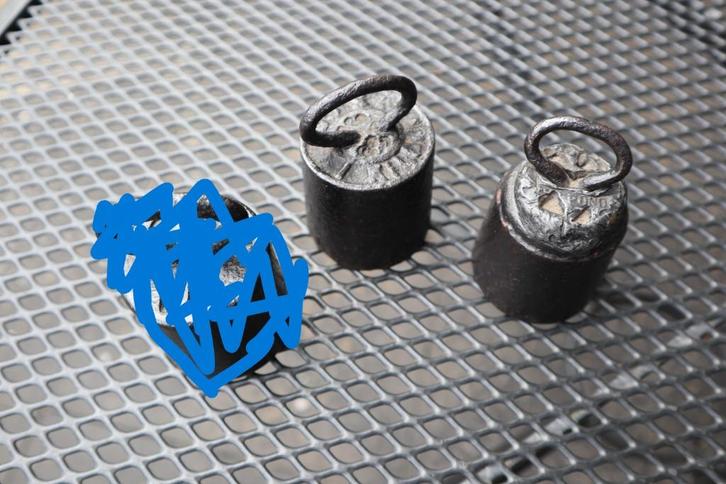 2x kilo gewicht gewichten van gietijzer gietijzeren, Antiek en Kunst, Curiosa en Brocante, Ophalen of Verzenden