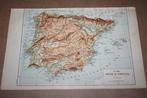 Antieke kaart - Spanje en Portugal - Circa 1880 !!, Boeken, Atlassen en Landkaarten, Gelezen, Ophalen of Verzenden, Spanje