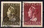 Curaçao nr. 178-179 Koningin Wilhelmina 1947 gestempeld, Postzegels en Munten, Ophalen of Verzenden, Gestempeld