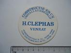 sticker oud Venray H CLEPHAS constructie cv techniek retro, Verzenden, Zo goed als nieuw, Bedrijf of Vereniging