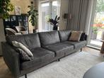 4-zits bank Be Pure Home zwart/bruin + hocker, Ophalen, Zo goed als nieuw, Leer