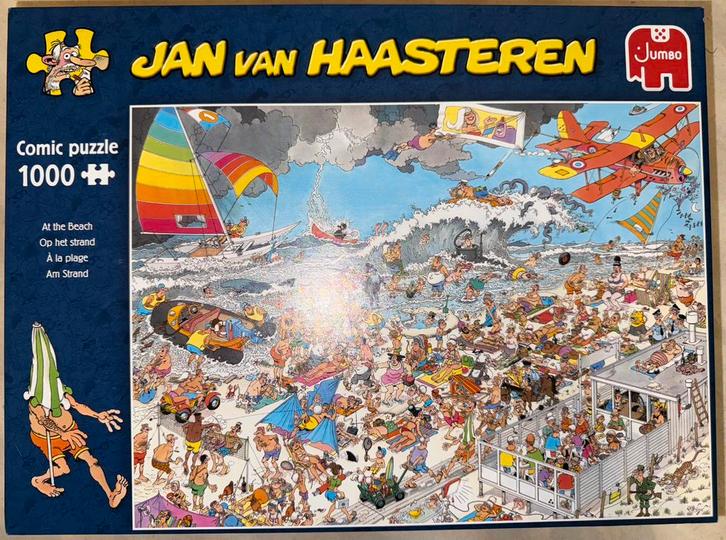 Jan van Haasteren puzzel 1000 stukjes “Op het Strand”, Hobby en Vrije tijd, Denksport en Puzzels, Zo goed als nieuw, 500 t/m 1500 stukjes