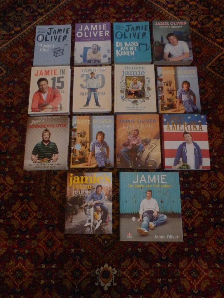 14 boeken van Jamie Oliver in perfecte staat., Boeken, Kookboeken, Zo goed als nieuw, Voorgerechten en Soepen, Hoofdgerechten