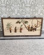 vintage chinees Japans houten paneel chinoiserie Geisha's, Antiek en Kunst, Ophalen of Verzenden