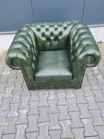 Chesterfield club fauteuil groen leer + BEZORGING GRATIS, Huis en Inrichting, Fauteuils, Chesterfield, Nieuw, Ophalen of Verzenden