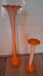 Vaas Soliflore groot en klein- eenbloemsvaas, 50 tot 75 cm, Oranje, Ophalen of Verzenden, Glas