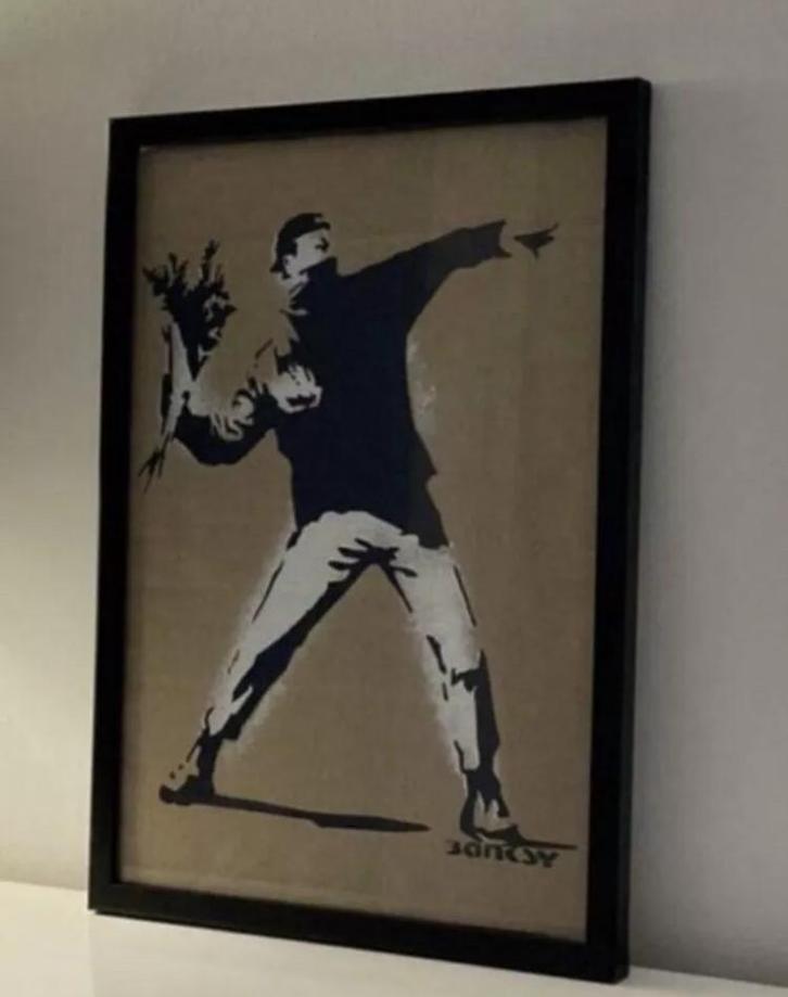 BANKSY : werk beperkt tot 50 exemplaren. ingelijst verkocht, Antiek en Kunst, Kunst | Designobjecten, Verzenden