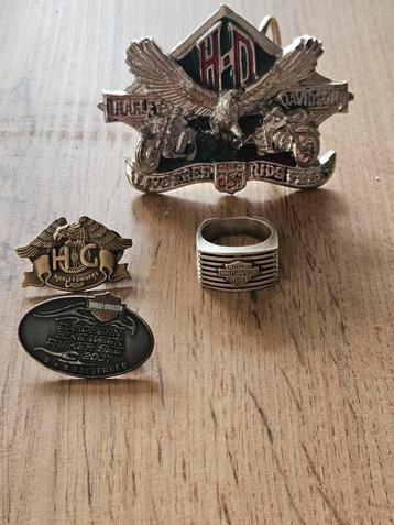 Originele harley davidson speldjes zilveren ring en gesp. beschikbaar voor biedingen