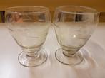 Gegraveerde glazen 9 x 6,2 cm, Antiek en Kunst, Antiek | Glas en Kristal, Ophalen of Verzenden