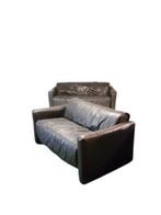 SETPRIJS Leolux 'pago pago' bank stel zwart leer vintage 2st, Ophalen of Verzenden, Huis en Inrichting