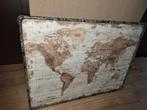 Wereldkaart in industriële metalen lijst: A Map of the World, Ophalen, 50 tot 75 cm, Zo goed als nieuw, 75 tot 100 cm