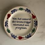 Boerenbont, bord met spreuk, Ophalen, Aardewerk, Boerenbont, Bord(en)