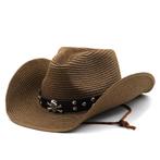 Bruine western stro hoed met piraat / cowboy mannen vrouwen, Kleding | Heren, Verzenden, Nieuw, Hoed