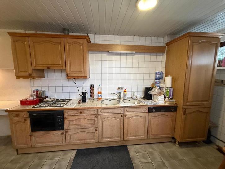 Houten keuken zonder apparatuur, Huis en Inrichting, Keuken | Complete keukens, Gebruikt, Hoekkeuken, Bruin, Kunststof, Ophalen