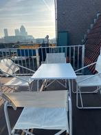 Balcony chairs and table, Ophalen, Gebruikt, Hout, Inklapbaar