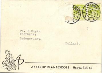 Akkerup Planteskole - Haarby - 11.1954 - briefkaart beschikbaar voor biedingen