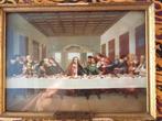 Mooie originele oude ingelijste Laatste avondmaal prent., Antiek en Kunst, Ophalen of Verzenden