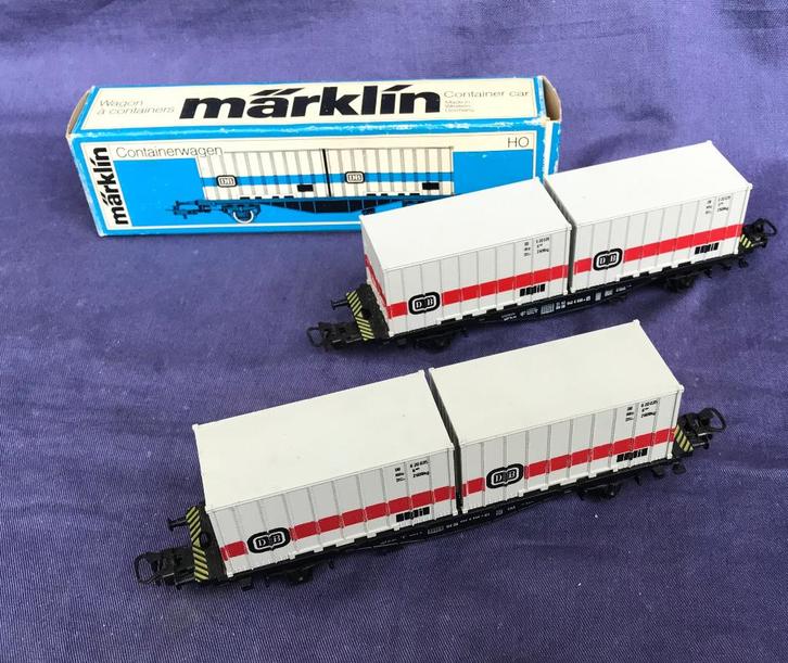 2 x Marklin container wagon 4664, Hobby en Vrije tijd, Modeltreinen | H0, Zo goed als nieuw, Wagon, Wisselstroom, Märklin, Ophalen of Verzenden
